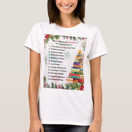 The 12 Days of Christmas T-shirt | Literary Gift Tシャツ (正面)