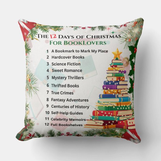 The 12 Days of Christmas Throw Pillow クッション (正面)