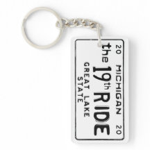 the 19th RIDE Michigan License Plate Paw Keychain 