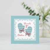 The 1st Christmas Mittens Red Bow Holiday Card (スタンド正面)