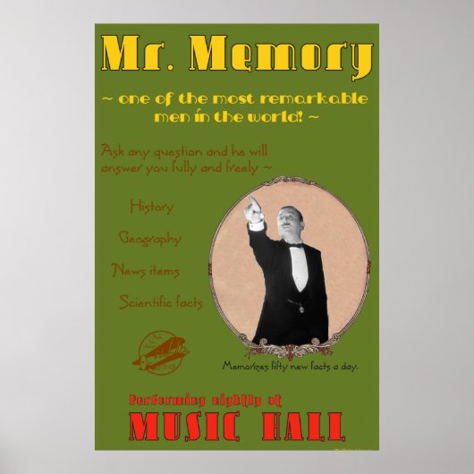 The 39 Steps: Mr. Memory Advertising Poster ポスター (正面)