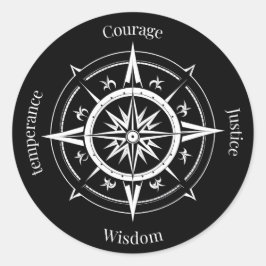 The 4 Stoic Virtues Compass ラウンドシール