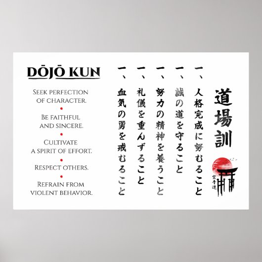 The 5 Dojo Kun – Teachings of Gichin Funakoshi ポスター (正面)
