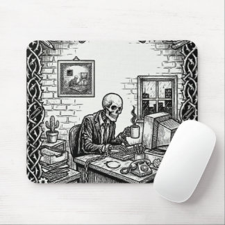 The 9 to 5 Tarot Card | Funny Skeleton Corporate  マウスパッド