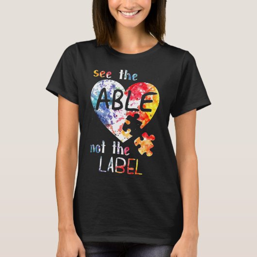 The Able Not The Labelかわいい自閉症認識度 Tシャツ (正面)