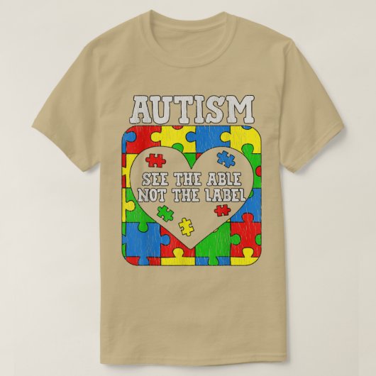 The Able Not The Label自閉症キッズ自閉症Awを参照 Tシャツ (デザイン正面)