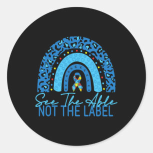The Able Not The Label Autism Awarenessパズル ラウンドシール