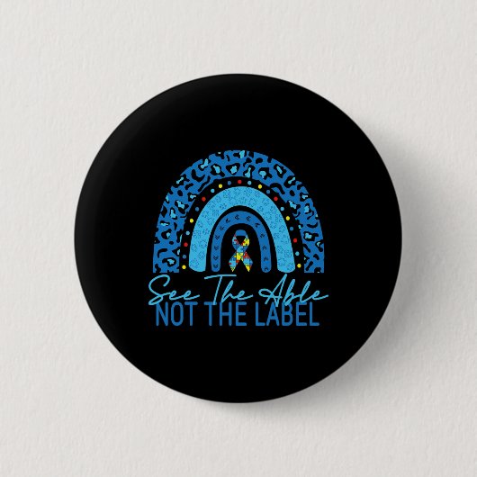 The Able Not The Label Autism Awarenessパズル 缶バッジ (正面)