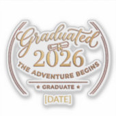 The Adventure Begins / Pegatina Graduación 2026 シール (正面)