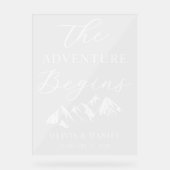 The Adventure Begins Personalized Wedding Welcome アクリルサイン (正面)