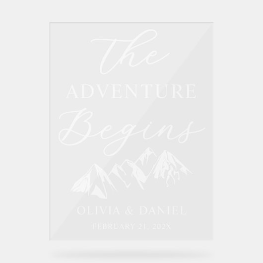 The Adventure Begins Personalized Wedding Welcome アクリルサイン (正面)