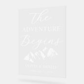 The Adventure Begins Personalized Wedding Welcome アクリルサイン (傾斜)