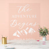 The Adventure Begins Personalized Wedding Welcome アクリルサイン (ウェディング)