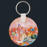 The Afternoon キーホルダー<br><div class="desc">Everything is pink and warm tones from the background to the young lady hair,  pink sky,  pink tulips,  stufftoys and etc 
Art title: The Afternoon
Medium: Mix Media (watercolor,  acrylic,  and colored pencils on watercolor paper camvas)
Size: 12 x 18 inch
Date: January 19,  2022</div>