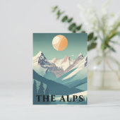The Alps Retro Geometric European Ski Mountain ポストカード (スタンド正面)