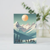 The Alps Retro Geometric European Ski Mountain ポストカード (スタンド正面)