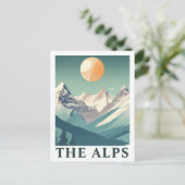 The Alps Sun Geometric European Ski Mountain ポストカード (スタンド正面)