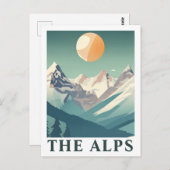 The Alps Sun Geometric European Ski Mountain ポストカード (正面/裏面)