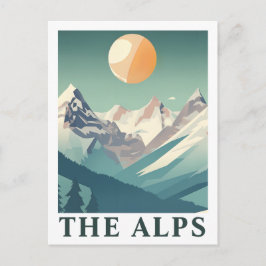 The Alps Sun Geometric European Ski Mountain ポストカード