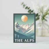 The Alps Sun Geometric European Ski Mountain ポストカード (スタンド正面)