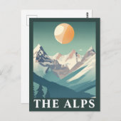The Alps Sun Geometric European Ski Mountain ポストカード (正面/裏面)