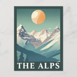 The Alps Sun Geometric European Ski Mountain ポストカード