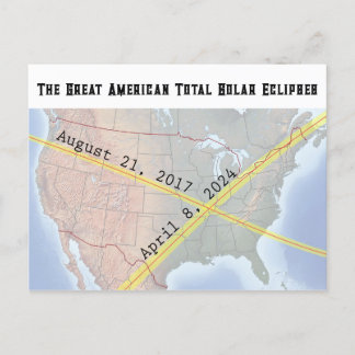 The American 素晴らし Eclipse 2017と2024の地図 ポストカード