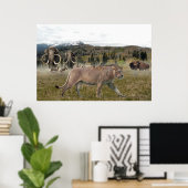 The American lion with Mammoths and Bison，ポスター ポスター (ホームオフィス)