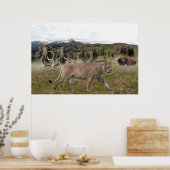 The American lion with Mammoths and Bison，ポスター ポスター (キッチン)