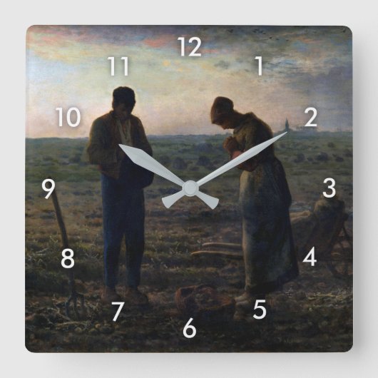 The Angelus, Jean-Francois Millet スクエア壁時計 (正面)