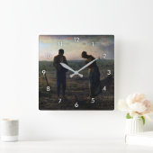 The Angelus, Jean-Francois Millet スクエア壁時計 (ホーム)