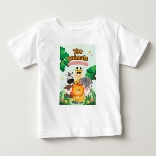 The animal kids design romantic  ベビーTシャツ (正面)