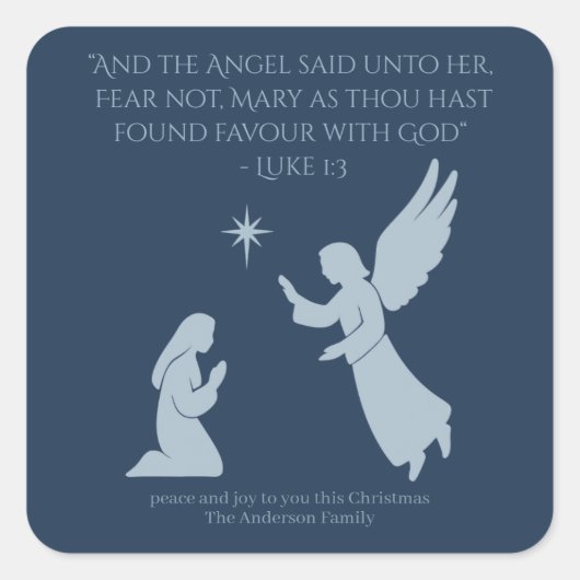 The Annunciation Sticker – Angel Gabriel and Mary スクエアシール (正面)