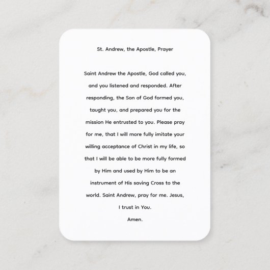 The Apostle St Andrew Prayer Card 名刺 (裏面)
