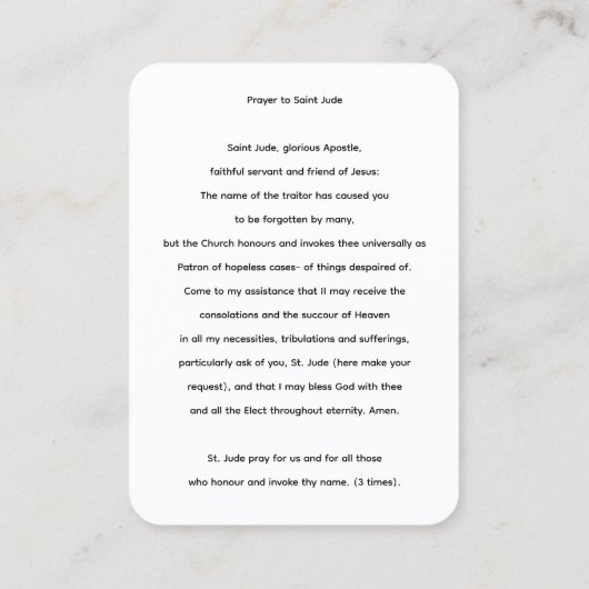 The Apostle St Jude Thaddeus Prayer Card 名刺 (裏面)