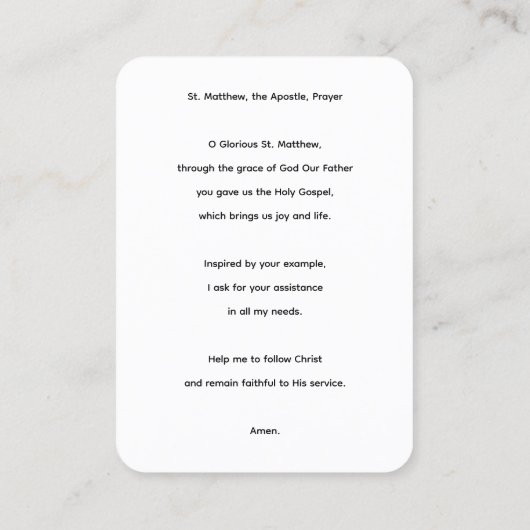 The Apostle St Matthew Prayer Card 名刺 (裏面)