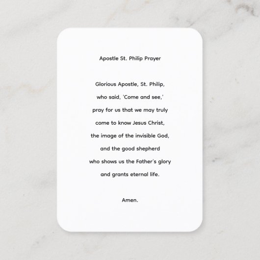 The Apostle St Philip Prayer Card 名刺 (裏面)