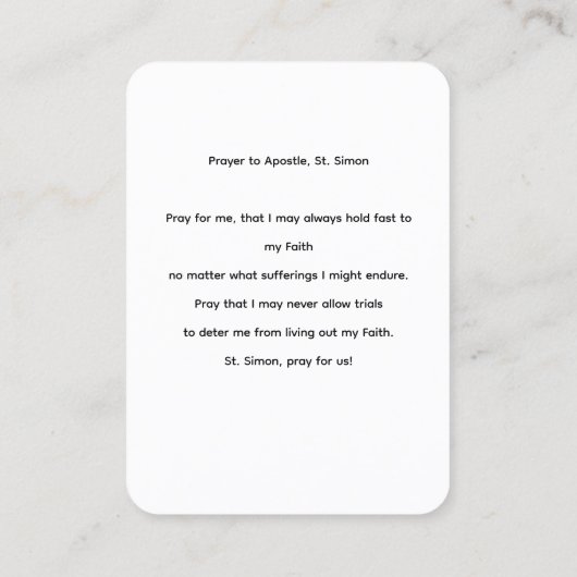 The Apostle St Simon Prayer Card 名刺 (裏面)