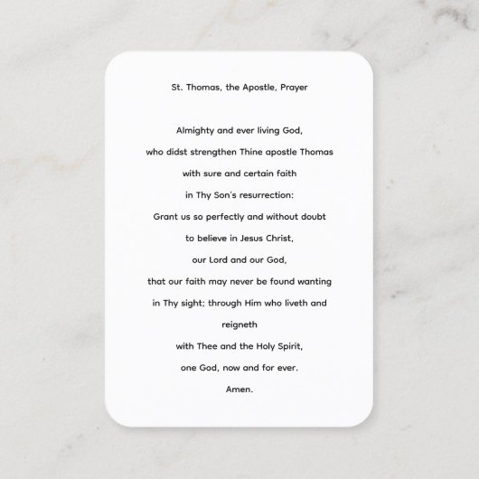 The Apostle St Thomas Prayer Card 名刺 (裏面)