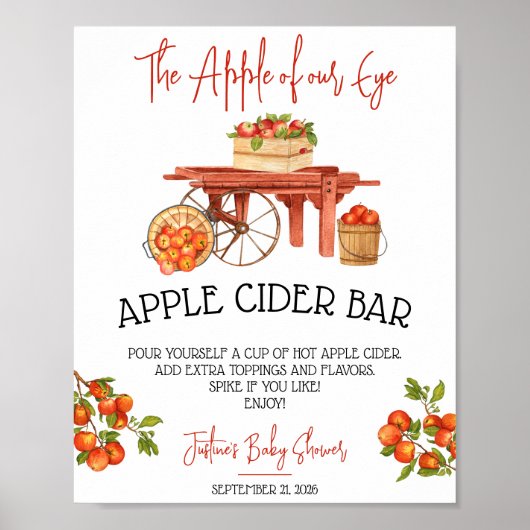 The Apple of our Eye!  Apple Baby Shower Cider Bar ポスター (正面)