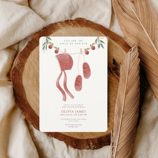 The apple of our eye baby shower 招待状