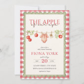 The Apple of Our Eye Red Gingham Baby Shower  招待状 (正面)