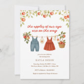 The Apples of our Eye Twin Autumn Fall Baby Shower 招待状 (正面)