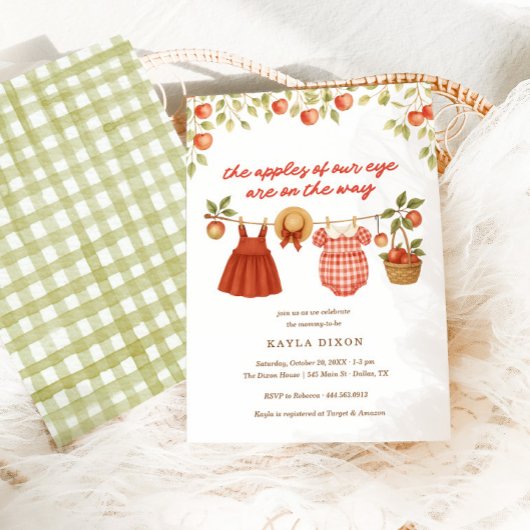 The Apples of our Eye Twin Girls Fall Baby Shower 招待状