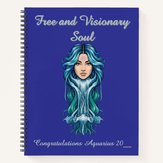 The Aquarius Lady: Handcrafted Custom notebook ノートブック (正面)