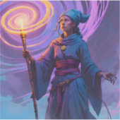 The Arcane Path – ファンタジーウィザードアート スクエアビニールステッカー シール (正面)