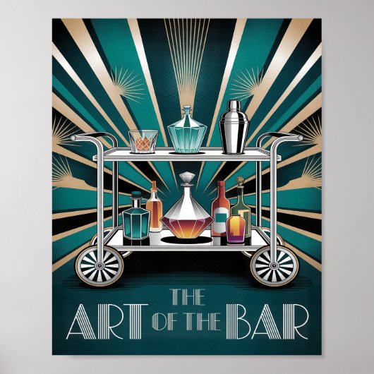 The Art of the Bar Art Deco Cocktail Cart ポスター (正面)