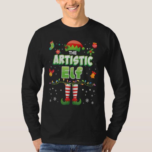 The Artistic Elf Matching Family Merry Christmas S Tシャツ (正面)