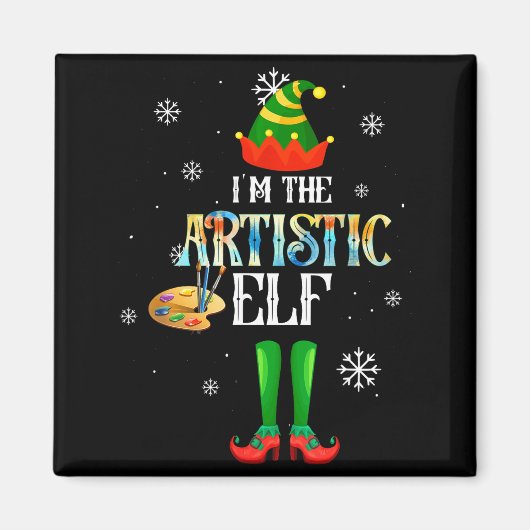 The Artistic Elf Squad Elf Family Christmas Pajama マグネット (正面)