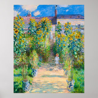 The Artist's Garden at Vetheuil,1880 by Monet ポスター